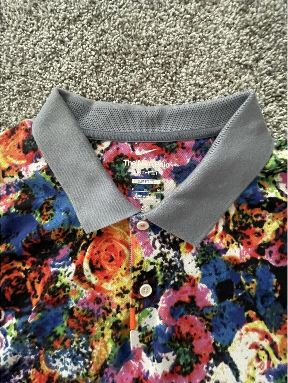 Nike The Nike Polo XL Multicolor Floral Abstract Golf Shirt Slim Fit DA4364-493